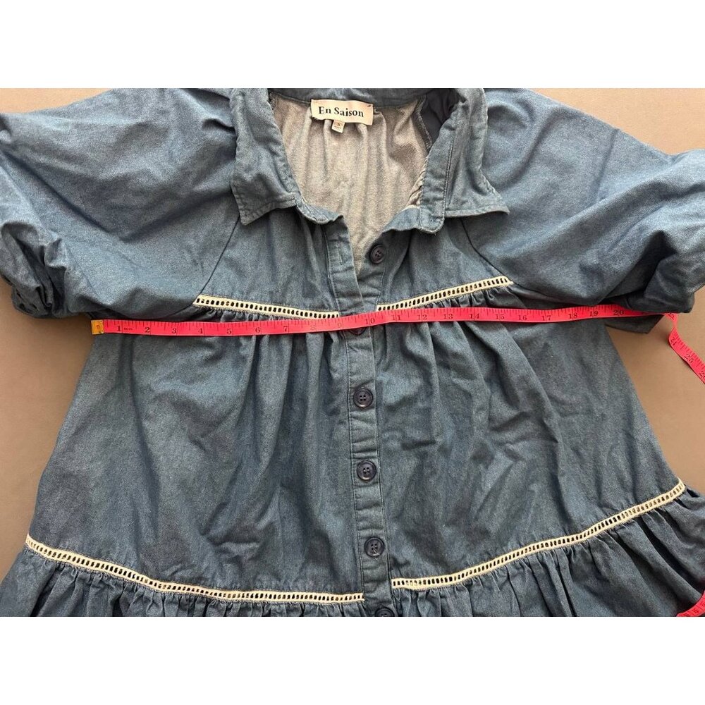 EN SAISON Tara Chambray Mini Babydoll Dress Size S - Picture 8 of 8
